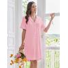 image:imageEkouaer Nightgowns for Women Button Down Night Gowns Short Sleeve Sleep Shirts Boyfriend Nightshirt Classic SleepwearPink