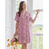image:imageEkouaer Nightgowns for Women Button Down Night Gowns Short Sleeve Sleep Shirts Boyfriend Nightshirt Classic SleepwearPink Leopard