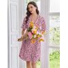 image:imageEkouaer Nightgowns for Women Button Down Night Gowns Short Sleeve Sleep Shirts Boyfriend Nightshirt Classic SleepwearPink Leopard