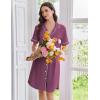image:imageEkouaer Nightgowns for Women Button Down Night Gowns Short Sleeve Sleep Shirts Boyfriend Nightshirt Classic SleepwearPurple