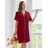 image:imageEkouaer Nightgowns for Women Button Down Night Gowns Short Sleeve Sleep Shirts Boyfriend Nightshirt Classic SleepwearWine Red