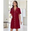 image:imageEkouaer Nightgowns for Women Button Down Night Gowns Short Sleeve Sleep Shirts Boyfriend Nightshirt Classic SleepwearWine Red