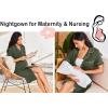image:imageEkouaer Nightgowns for Women Button Down Sleepshirt Short Sleeve Nightshirt Boyfriend Pajamas V Neck Nightdress SXXXLArmy Green