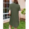 image:imageEkouaer Nightgowns for Women Button Down Sleepshirt Short Sleeve Nightshirt Boyfriend Pajamas V Neck Nightdress SXXXLArmy Green