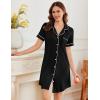 image:imageEkouaer Nightgowns for Women Button Down Sleepshirt Short Sleeve Nightshirt Boyfriend Pajamas V Neck Nightdress SXXXLBlack
