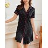 image:imageEkouaer Nightgowns for Women Button Down Sleepshirt Short Sleeve Nightshirt Boyfriend Pajamas V Neck Nightdress SXXXLBlack Pink Cherry