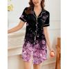 image:imageEkouaer Nightgowns for Women Button Down Sleepshirt Short Sleeve Nightshirt Boyfriend Pajamas V Neck Nightdress SXXXLBlack Pink Sakura