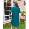 image:imageEkouaer Nightgowns for Women Button Down Sleepshirt Short Sleeve Nightshirt Boyfriend Pajamas V Neck Nightdress SXXXLBlue Green