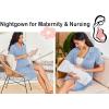 image:imageEkouaer Nightgowns for Women Button Down Sleepshirt Short Sleeve Nightshirt Boyfriend Pajamas V Neck Nightdress SXXXLClear Blue