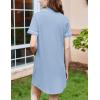 image:imageEkouaer Nightgowns for Women Button Down Sleepshirt Short Sleeve Nightshirt Boyfriend Pajamas V Neck Nightdress SXXXLClear Blue