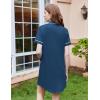 image:imageEkouaer Nightgowns for Women Button Down Sleepshirt Short Sleeve Nightshirt Boyfriend Pajamas V Neck Nightdress SXXXLDark Blue