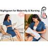 image:imageEkouaer Nightgowns for Women Button Down Sleepshirt Short Sleeve Nightshirt Boyfriend Pajamas V Neck Nightdress SXXXLDark Blue