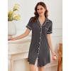 image:imageEkouaer Nightgowns for Women Button Down Sleepshirt Short Sleeve Nightshirt Boyfriend Pajamas V Neck Nightdress SXXXLDark Grey