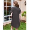image:imageEkouaer Nightgowns for Women Button Down Sleepshirt Short Sleeve Nightshirt Boyfriend Pajamas V Neck Nightdress SXXXLDark Grey