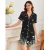 image:imageEkouaer Nightgowns for Women Button Down Sleepshirt Short Sleeve Nightshirt Boyfriend Pajamas V Neck Nightdress SXXXLGreen Leaf
