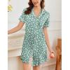 image:imageEkouaer Nightgowns for Women Button Down Sleepshirt Short Sleeve Nightshirt Boyfriend Pajamas V Neck Nightdress SXXXLGreen White Florals
