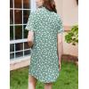 image:imageEkouaer Nightgowns for Women Button Down Sleepshirt Short Sleeve Nightshirt Boyfriend Pajamas V Neck Nightdress SXXXLGreen White Florals