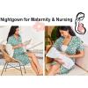 image:imageEkouaer Nightgowns for Women Button Down Sleepshirt Short Sleeve Nightshirt Boyfriend Pajamas V Neck Nightdress SXXXLGreen White Florals