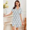 image:imageEkouaer Nightgowns for Women Button Down Sleepshirt Short Sleeve Nightshirt Boyfriend Pajamas V Neck Nightdress SXXXLGrey Star