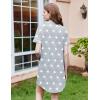 image:imageEkouaer Nightgowns for Women Button Down Sleepshirt Short Sleeve Nightshirt Boyfriend Pajamas V Neck Nightdress SXXXLGrey Star