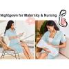 image:imageEkouaer Nightgowns for Women Button Down Sleepshirt Short Sleeve Nightshirt Boyfriend Pajamas V Neck Nightdress SXXXLLight Blue