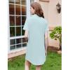 image:imageEkouaer Nightgowns for Women Button Down Sleepshirt Short Sleeve Nightshirt Boyfriend Pajamas V Neck Nightdress SXXXLLight Blue