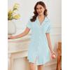 image:imageEkouaer Nightgowns for Women Button Down Sleepshirt Short Sleeve Nightshirt Boyfriend Pajamas V Neck Nightdress SXXXLLight Blue