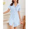 image:imageEkouaer Nightgowns for Women Button Down Sleepshirt Short Sleeve Nightshirt Boyfriend Pajamas V Neck Nightdress SXXXLLight Blue Stripe