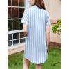 image:imageEkouaer Nightgowns for Women Button Down Sleepshirt Short Sleeve Nightshirt Boyfriend Pajamas V Neck Nightdress SXXXLLight Blue Stripe