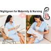 image:imageEkouaer Nightgowns for Women Button Down Sleepshirt Short Sleeve Nightshirt Boyfriend Pajamas V Neck Nightdress SXXXLLight Blue Stripe