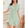 image:imageEkouaer Nightgowns for Women Button Down Sleepshirt Short Sleeve Nightshirt Boyfriend Pajamas V Neck Nightdress SXXXLLight Green