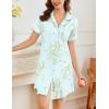 image:imageEkouaer Nightgowns for Women Button Down Sleepshirt Short Sleeve Nightshirt Boyfriend Pajamas V Neck Nightdress SXXXLLight Green Floral