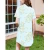 image:imageEkouaer Nightgowns for Women Button Down Sleepshirt Short Sleeve Nightshirt Boyfriend Pajamas V Neck Nightdress SXXXLLight Green Floral