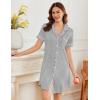 image:imageEkouaer Nightgowns for Women Button Down Sleepshirt Short Sleeve Nightshirt Boyfriend Pajamas V Neck Nightdress SXXXLLight Grey