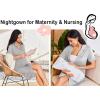 image:imageEkouaer Nightgowns for Women Button Down Sleepshirt Short Sleeve Nightshirt Boyfriend Pajamas V Neck Nightdress SXXXLLight Grey