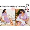 image:imageEkouaer Nightgowns for Women Button Down Sleepshirt Short Sleeve Nightshirt Boyfriend Pajamas V Neck Nightdress SXXXLLight Purple