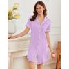image:imageEkouaer Nightgowns for Women Button Down Sleepshirt Short Sleeve Nightshirt Boyfriend Pajamas V Neck Nightdress SXXXLLight Purple