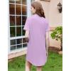 image:imageEkouaer Nightgowns for Women Button Down Sleepshirt Short Sleeve Nightshirt Boyfriend Pajamas V Neck Nightdress SXXXLLight Purple