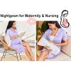 image:imageEkouaer Nightgowns for Women Button Down Sleepshirt Short Sleeve Nightshirt Boyfriend Pajamas V Neck Nightdress SXXXLLilac White Florals