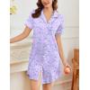 image:imageEkouaer Nightgowns for Women Button Down Sleepshirt Short Sleeve Nightshirt Boyfriend Pajamas V Neck Nightdress SXXXLLilac White Florals