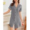 image:imageEkouaer Nightgowns for Women Button Down Sleepshirt Short Sleeve Nightshirt Boyfriend Pajamas V Neck Nightdress SXXXLMid Grey