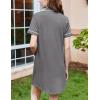 image:imageEkouaer Nightgowns for Women Button Down Sleepshirt Short Sleeve Nightshirt Boyfriend Pajamas V Neck Nightdress SXXXLMid Grey