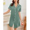 image:imageEkouaer Nightgowns for Women Button Down Sleepshirt Short Sleeve Nightshirt Boyfriend Pajamas V Neck Nightdress SXXXLMint Green