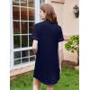 image:imageEkouaer Nightgowns for Women Button Down Sleepshirt Short Sleeve Nightshirt Boyfriend Pajamas V Neck Nightdress SXXXLNavy Blue