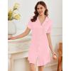 image:imageEkouaer Nightgowns for Women Button Down Sleepshirt Short Sleeve Nightshirt Boyfriend Pajamas V Neck Nightdress SXXXLPink