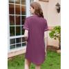 image:imageEkouaer Nightgowns for Women Button Down Sleepshirt Short Sleeve Nightshirt Boyfriend Pajamas V Neck Nightdress SXXXLPurple