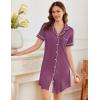 image:imageEkouaer Nightgowns for Women Button Down Sleepshirt Short Sleeve Nightshirt Boyfriend Pajamas V Neck Nightdress SXXXLPurple