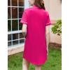 image:imageEkouaer Nightgowns for Women Button Down Sleepshirt Short Sleeve Nightshirt Boyfriend Pajamas V Neck Nightdress SXXXLRose Red