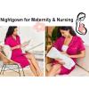 image:imageEkouaer Nightgowns for Women Button Down Sleepshirt Short Sleeve Nightshirt Boyfriend Pajamas V Neck Nightdress SXXXLRose Red