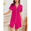 image:imageEkouaer Nightgowns for Women Button Down Sleepshirt Short Sleeve Nightshirt Boyfriend Pajamas V Neck Nightdress SXXXLRose Red